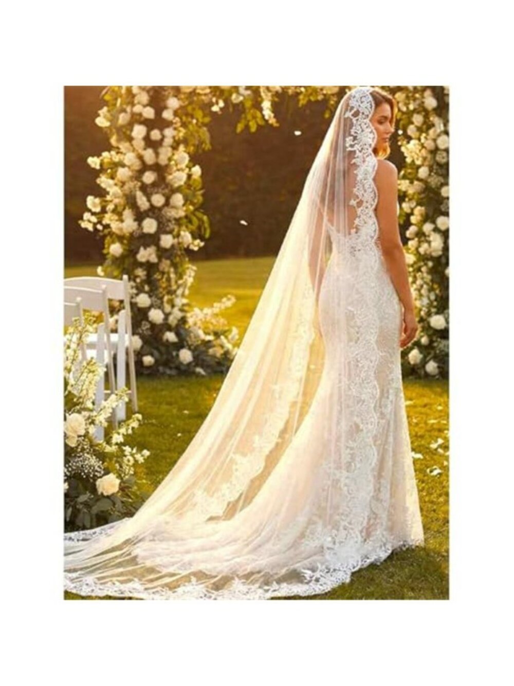 Wedding Veil with Comb Long Chapel Cathedral Length Bridal Veils Ivory White